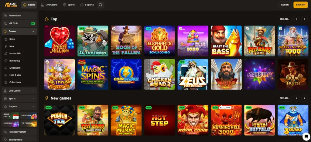 Slotlair Casino – Speel slots en live spellen met echt geld image 1
